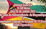 Restaurante Maputo na Figueira da Foz organiza Almoço Convívio no dia 25 de junho - 42 anos da Independência de Moçambique e Homenagem à equipa de basquete do Ginásio Clube Figueirense 1976/77